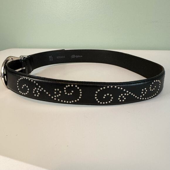 Brighton Belt Womens M-L 32 Black Leather Buckle Studded Embellished B20403 - Picture 4 of 6
